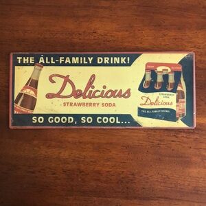 Delicious Strawberry Soda Metal Sign